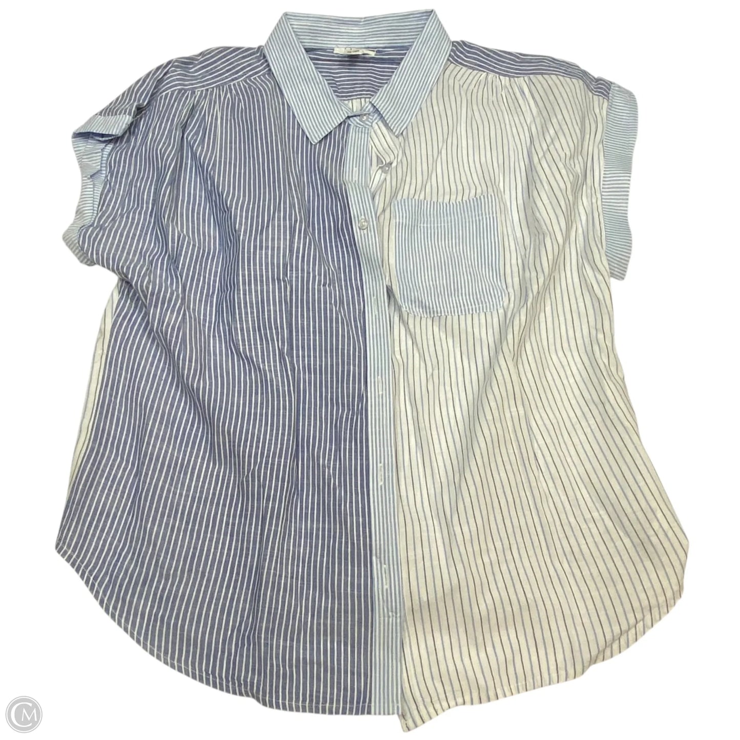 Top Short Sleeve By Japna In Blue & White, Size: Xl