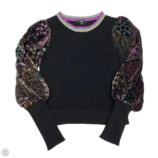 Top Long Sleeve By Fate In Black & Purple, Size: L