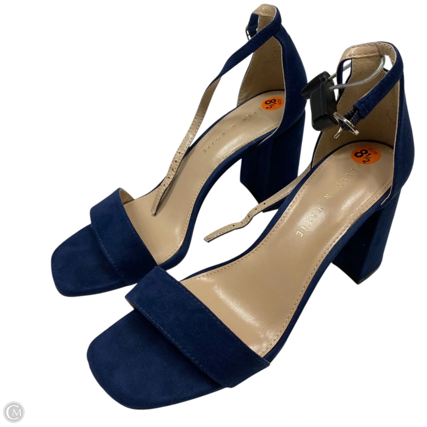 Sandals Heels Block By Kelly And Katie In Blue, Size: 8.5