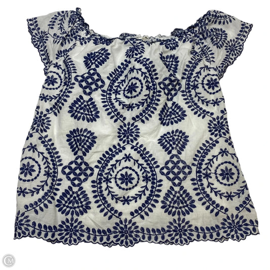 Top Short Sleeve By Adiva In Blue & White, Size: M