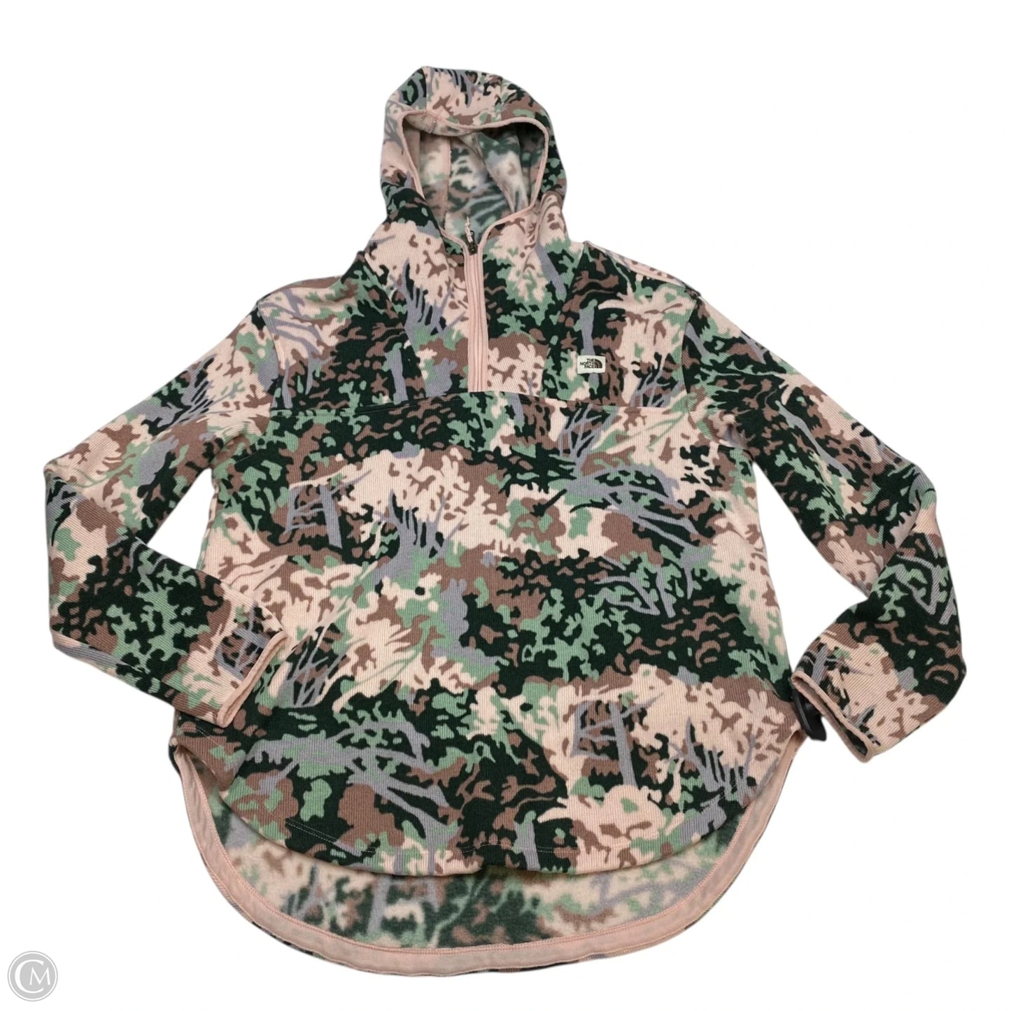 Athletic Sweatshirt Hoodie By The North Face In Green & Pink, Size: M