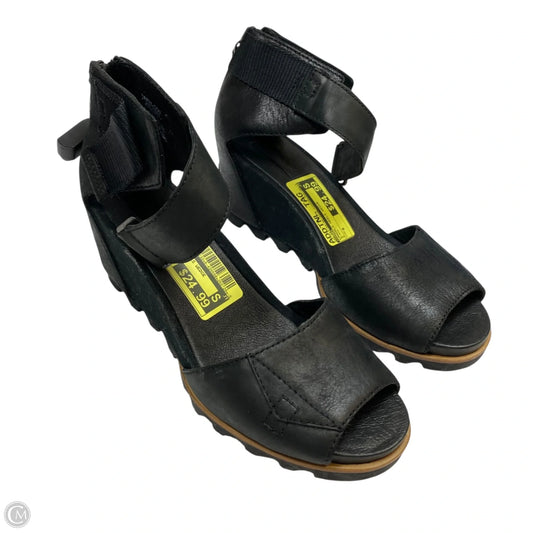 Sandals Heels Wedge By Sorel In Black, Size: 9
