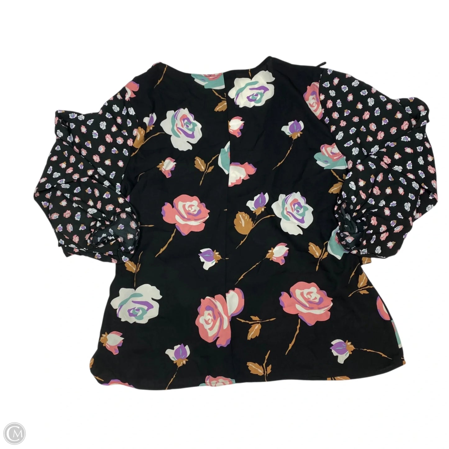 Top 3/4 Sleeve By Relativity In Black & Brown, Size: L