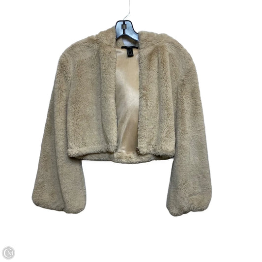 Jacket Faux Fur & Sherpa By Forever 21 In Cream, Size: S