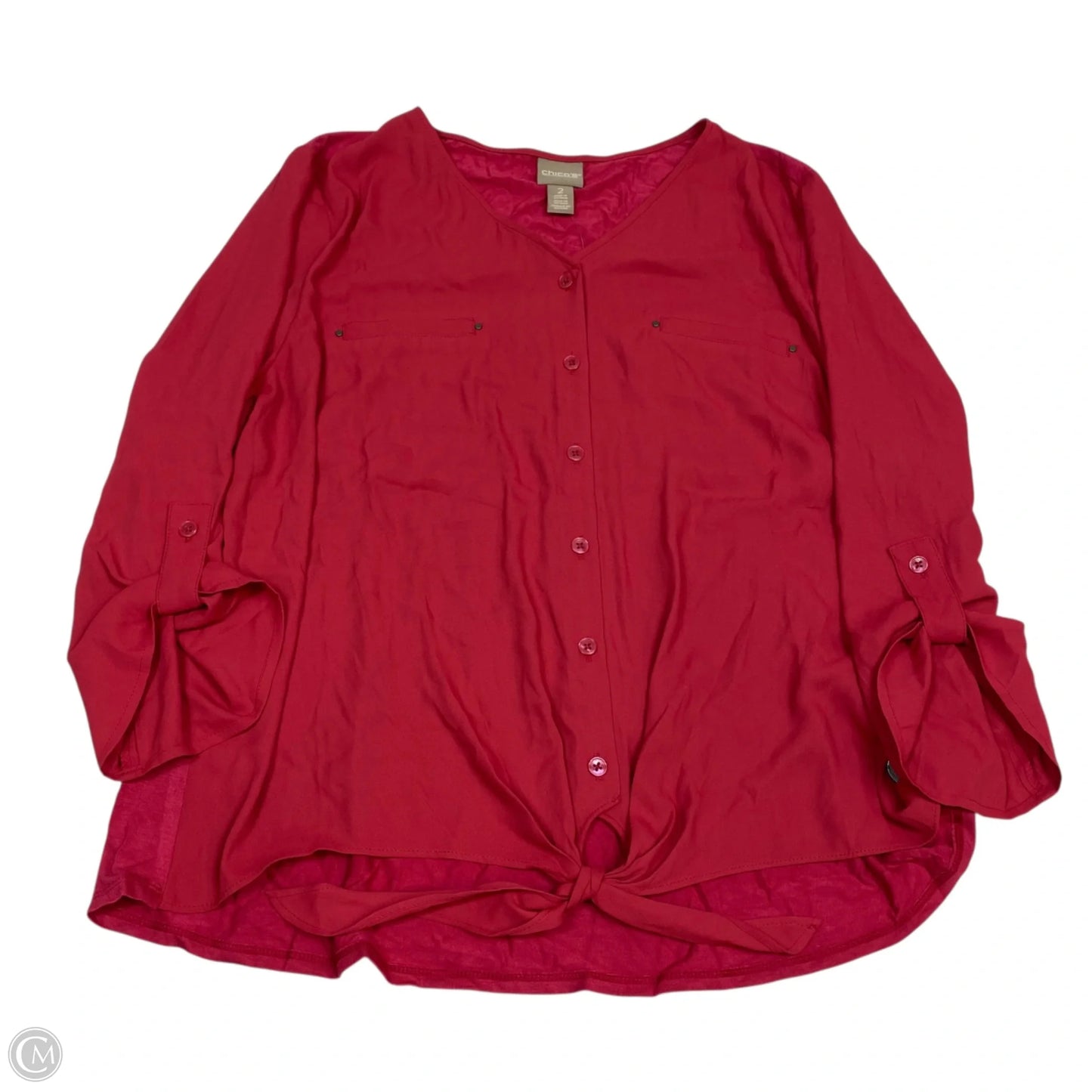 Top 3/4 Sleeve By Chicos In Red, Size: L