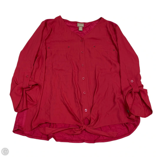 Top 3/4 Sleeve By Chicos In Red, Size: L