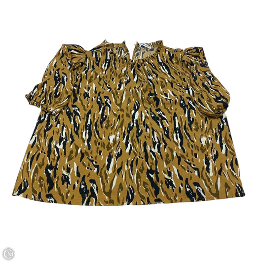 Top Short Sleeve By Michelle Mcdowell In Brown & Cream, Size: L