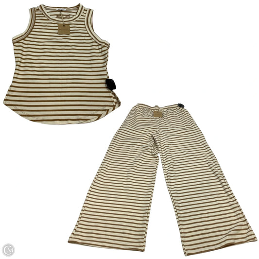 Pants Set 2pc By Blu Pepper In Cream & Tan, Size: S