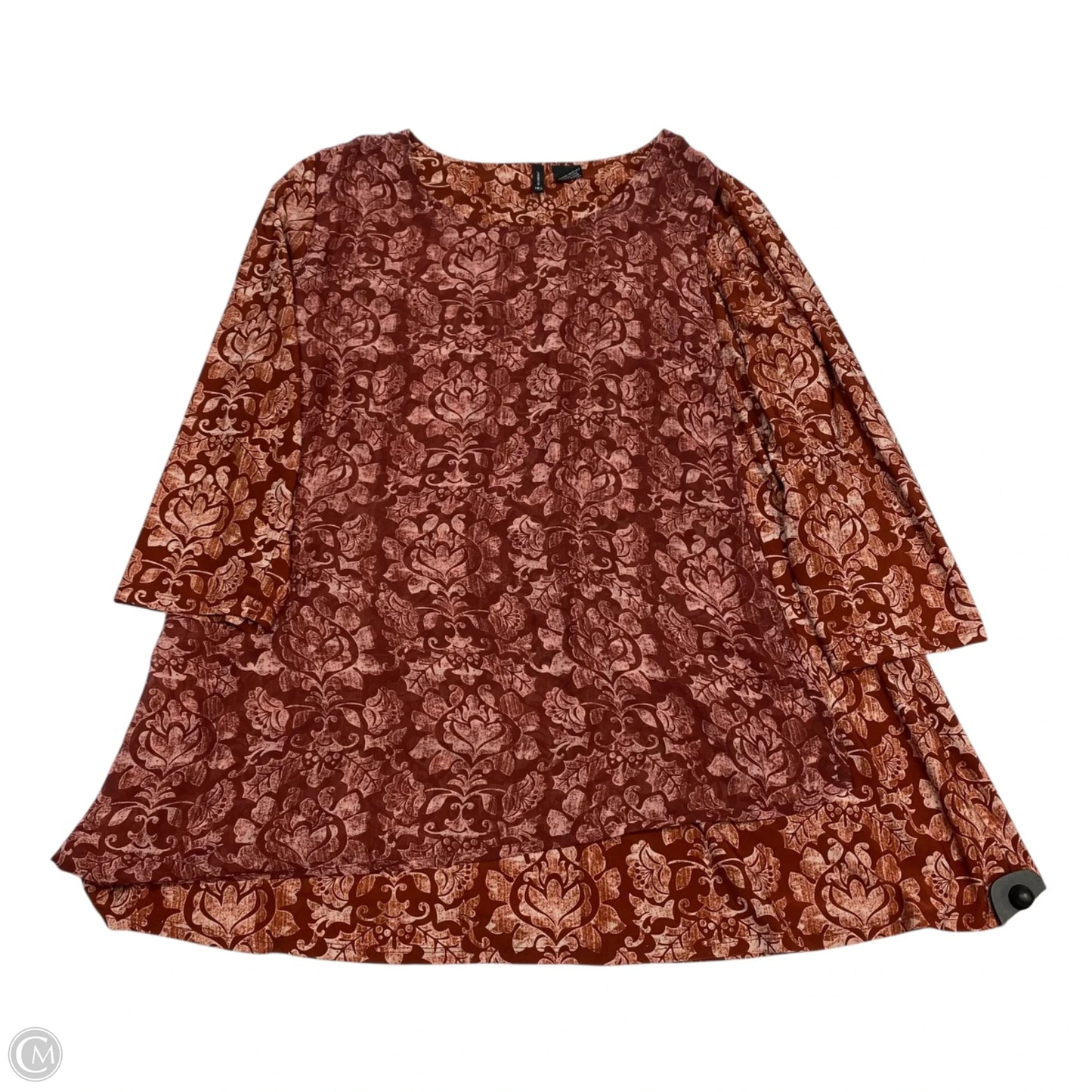 Top 3/4 Sleeve By New Directions In Brown, Size: Xl