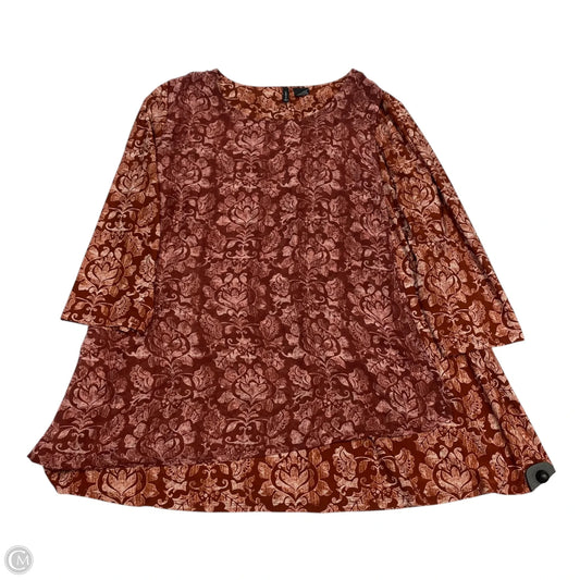 Top 3/4 Sleeve By New Directions In Brown, Size: Xl