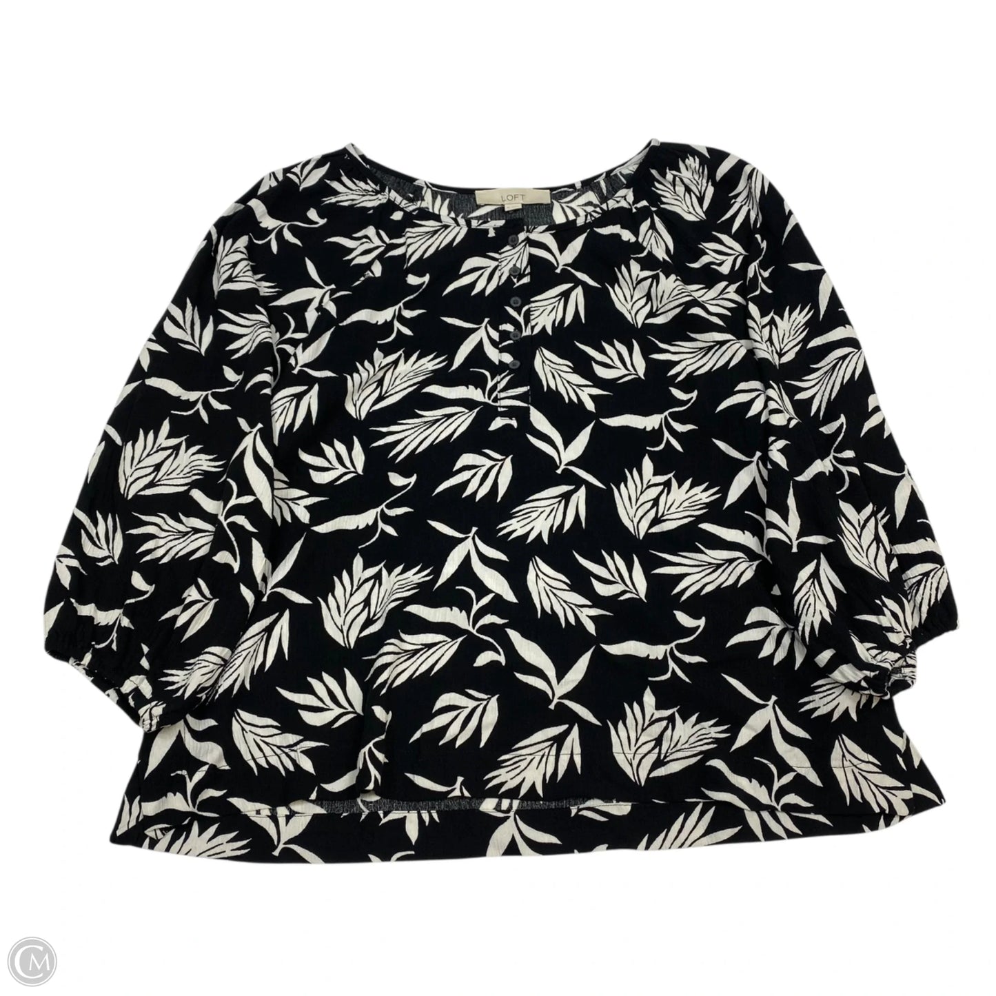 Top 3/4 Sleeve By Loft In Black, Size: M