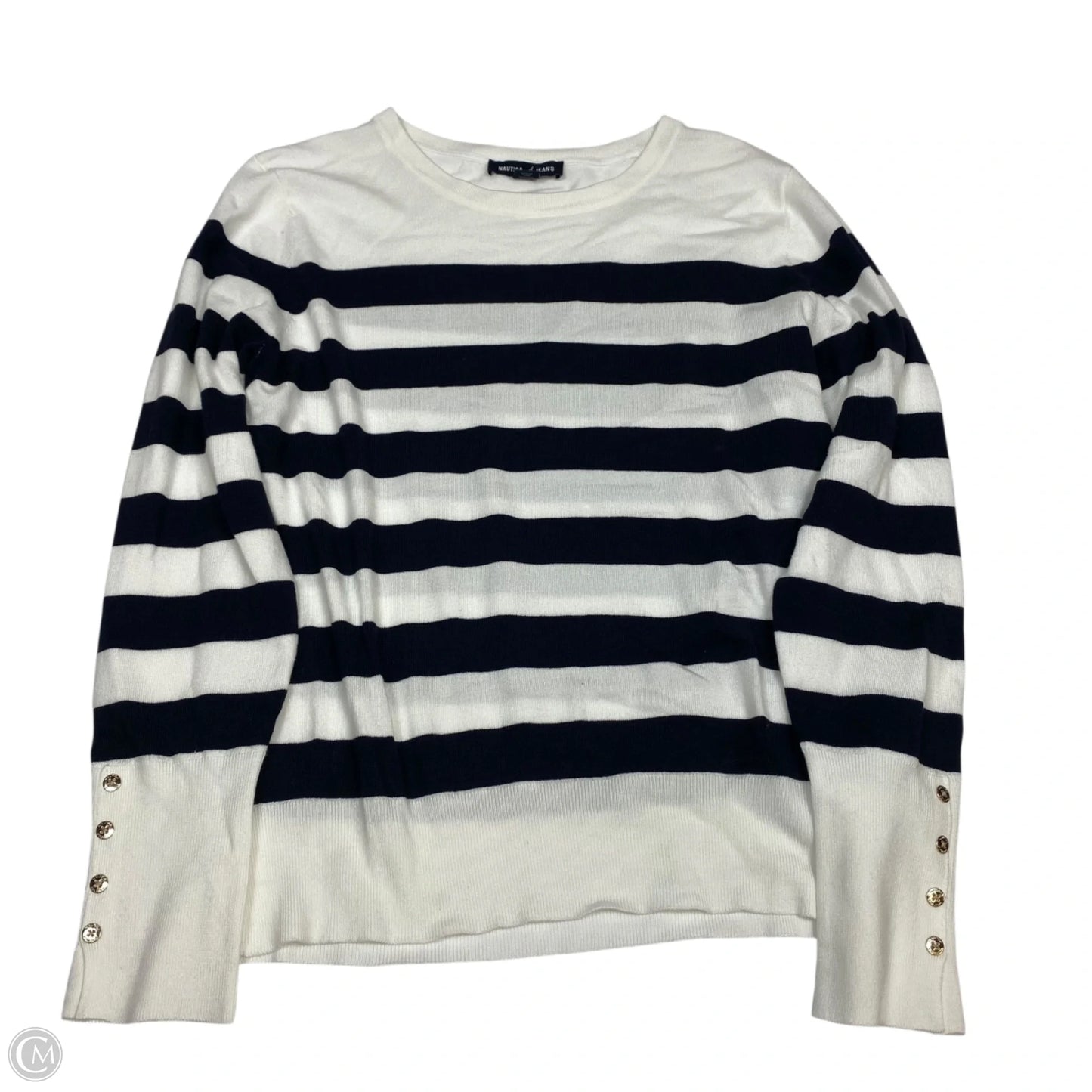 Top Long Sleeve By Nautica In Striped Pattern, Size: M