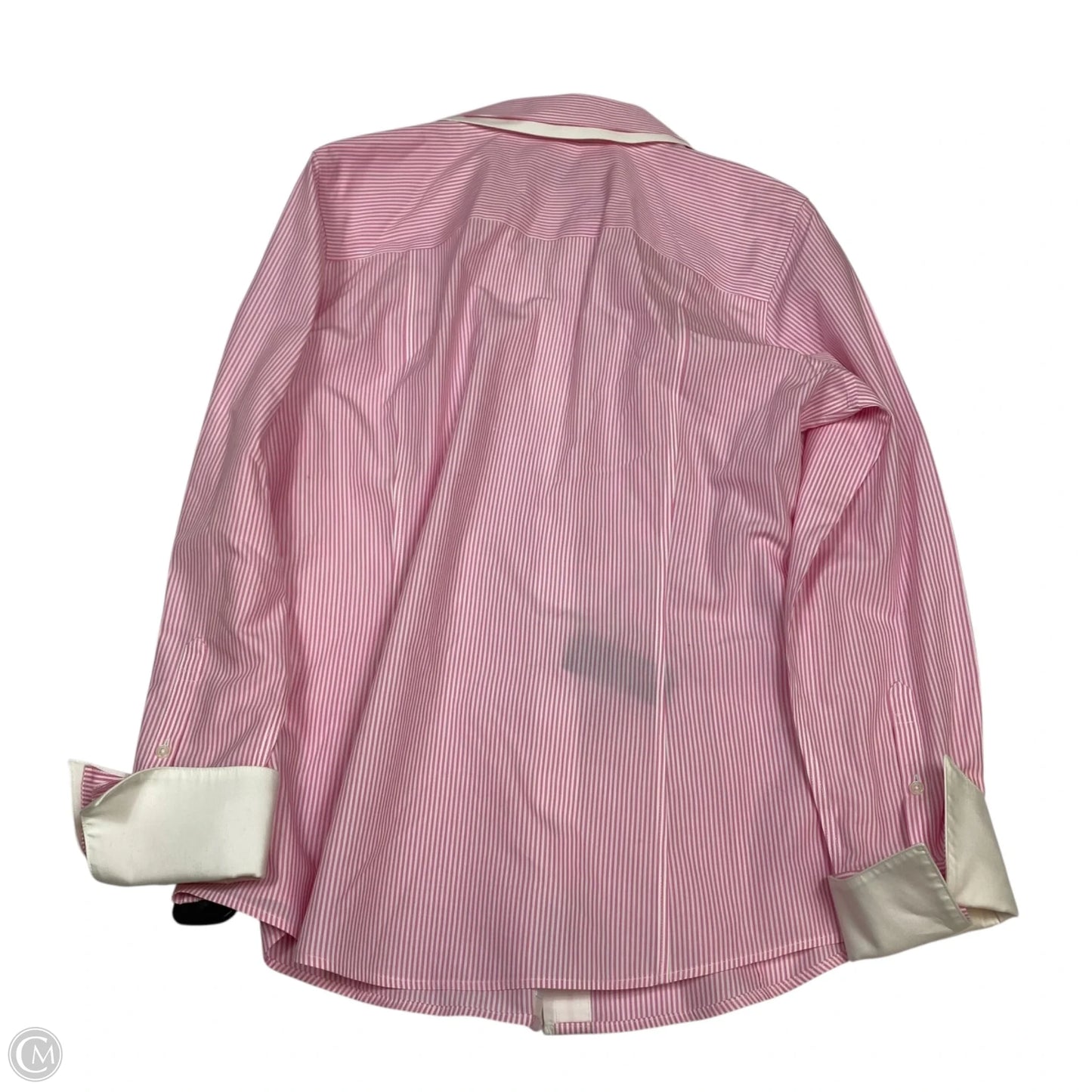 Top Long Sleeve By Brooks Brothers In Pink & White, Size: L
