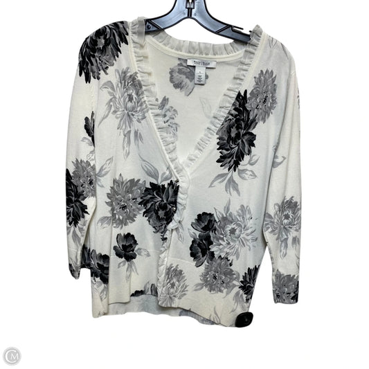 Cardigan By White House Black Market In Cream & Grey, Size: L