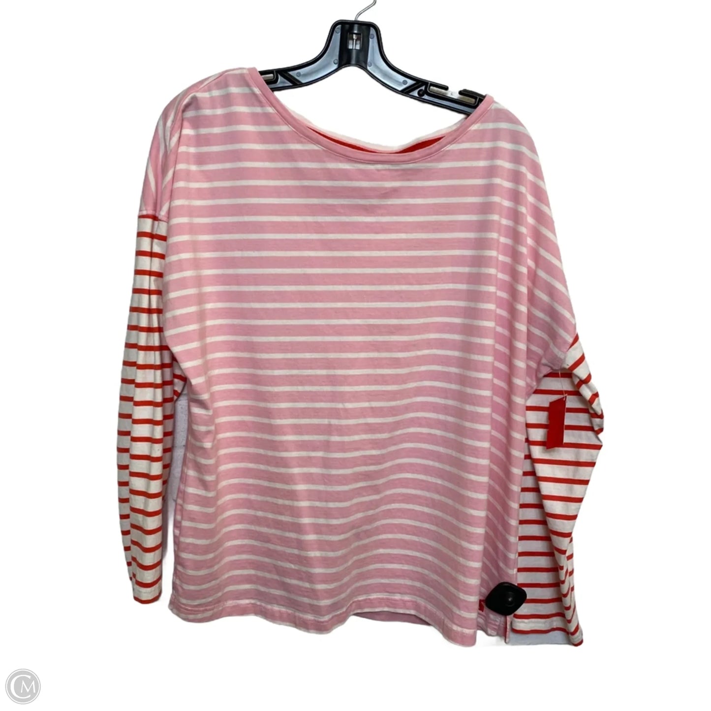 Top Long Sleeve By Joules In Pink & White, Size: L
