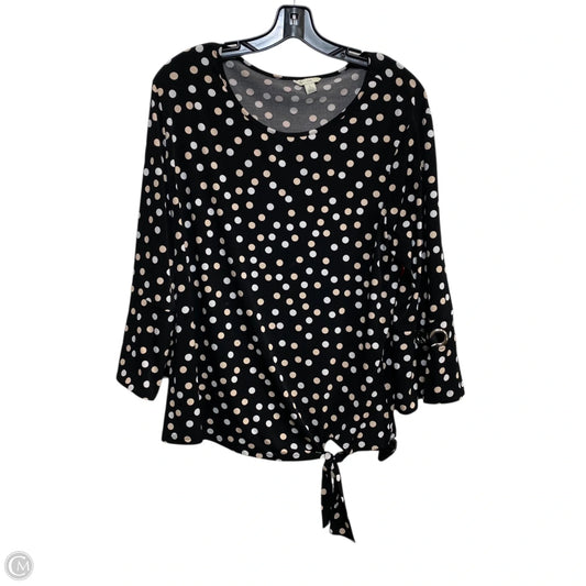 Top Long Sleeve By Cato In Black & White, Size: L