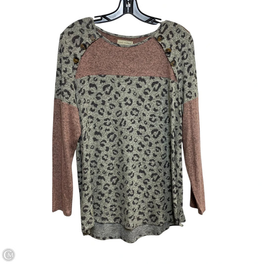 Top Long Sleeve By Simply Southern In Grey & Pink, Size: M