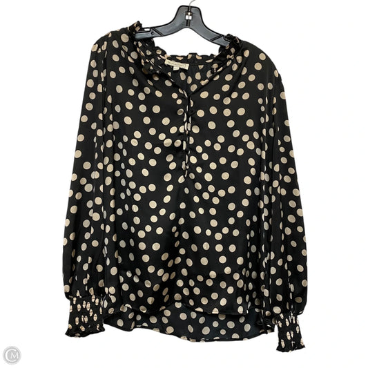 Top Long Sleeve By Blousology In Black & Cream, Size: Xl