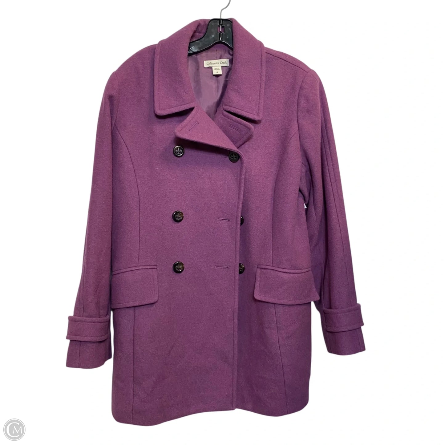 Coat Peacoat By Coldwater Creek In Purple, Size: L