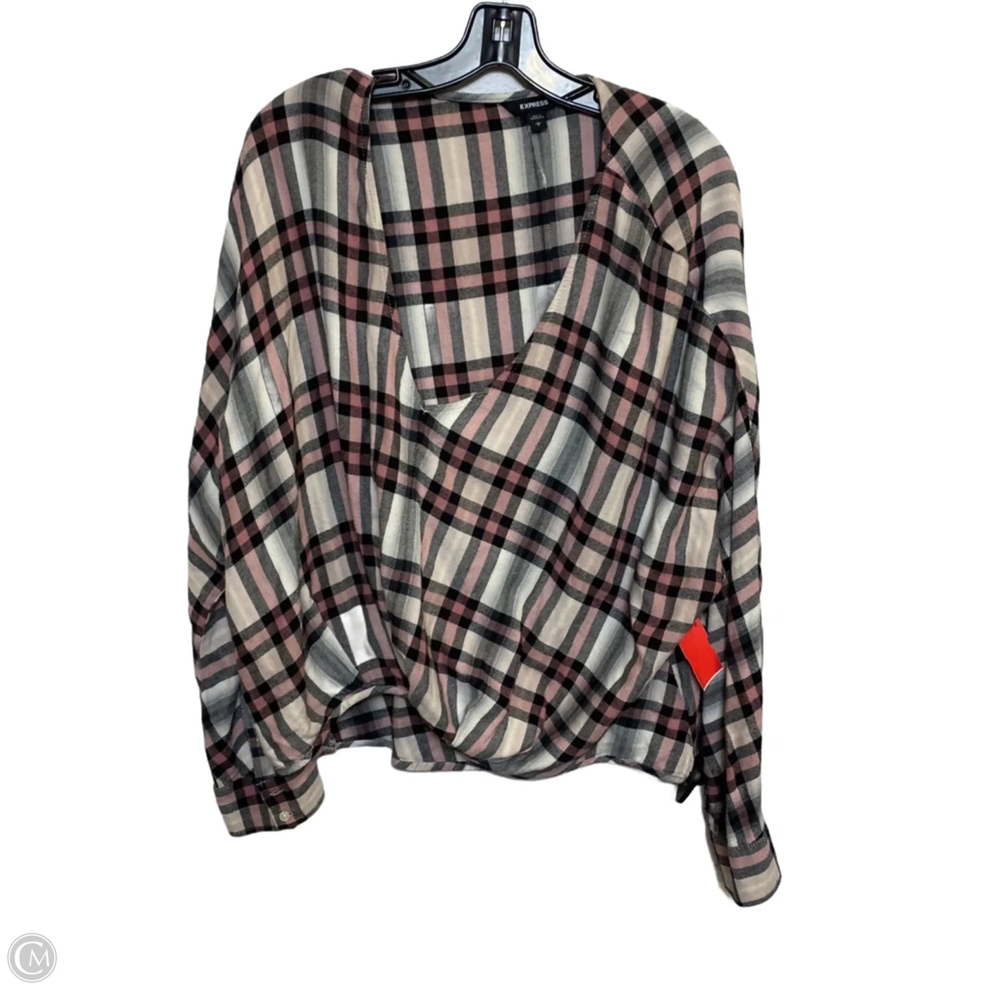 Top Long Sleeve By Express In Black & Pink, Size: L