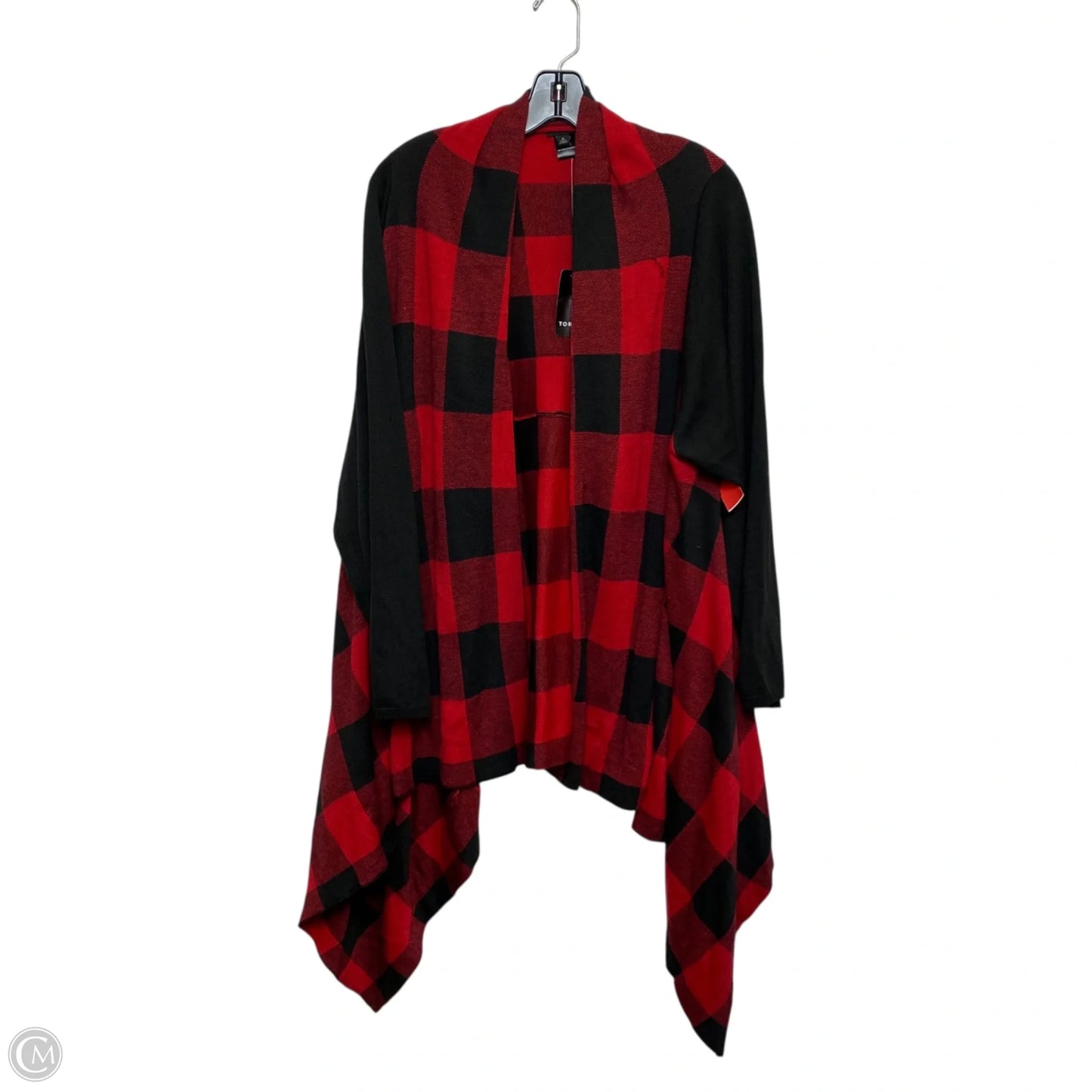 Sweater Cardigan By Torrid In Black & Red, Size: 4x