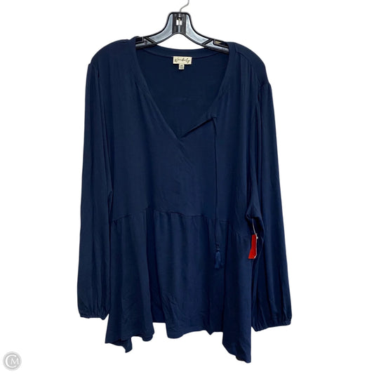 Top Long Sleeve By Wonderly In Blue, Size: 4x