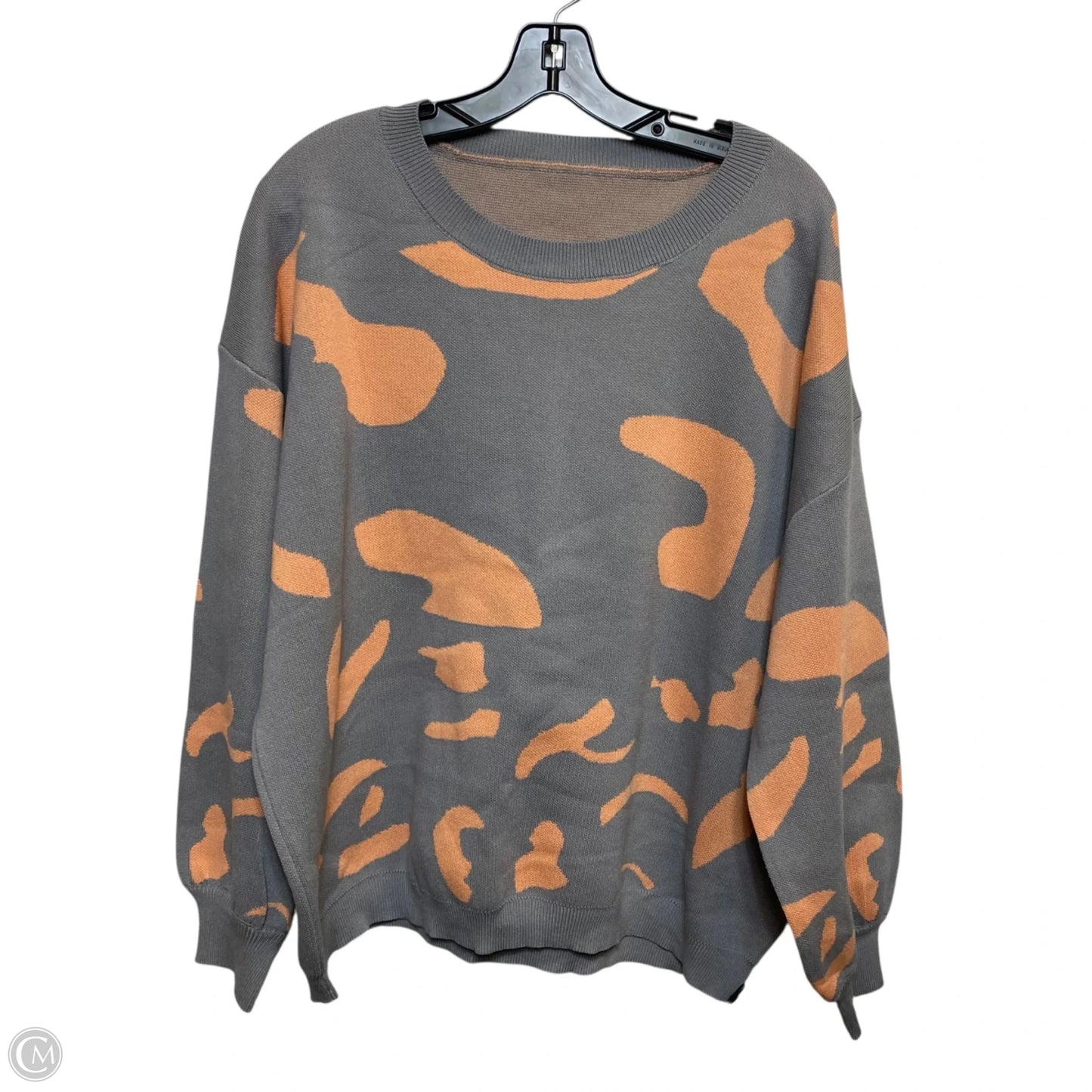 Sweater By Shein In Grey & Orange, Size: 3x