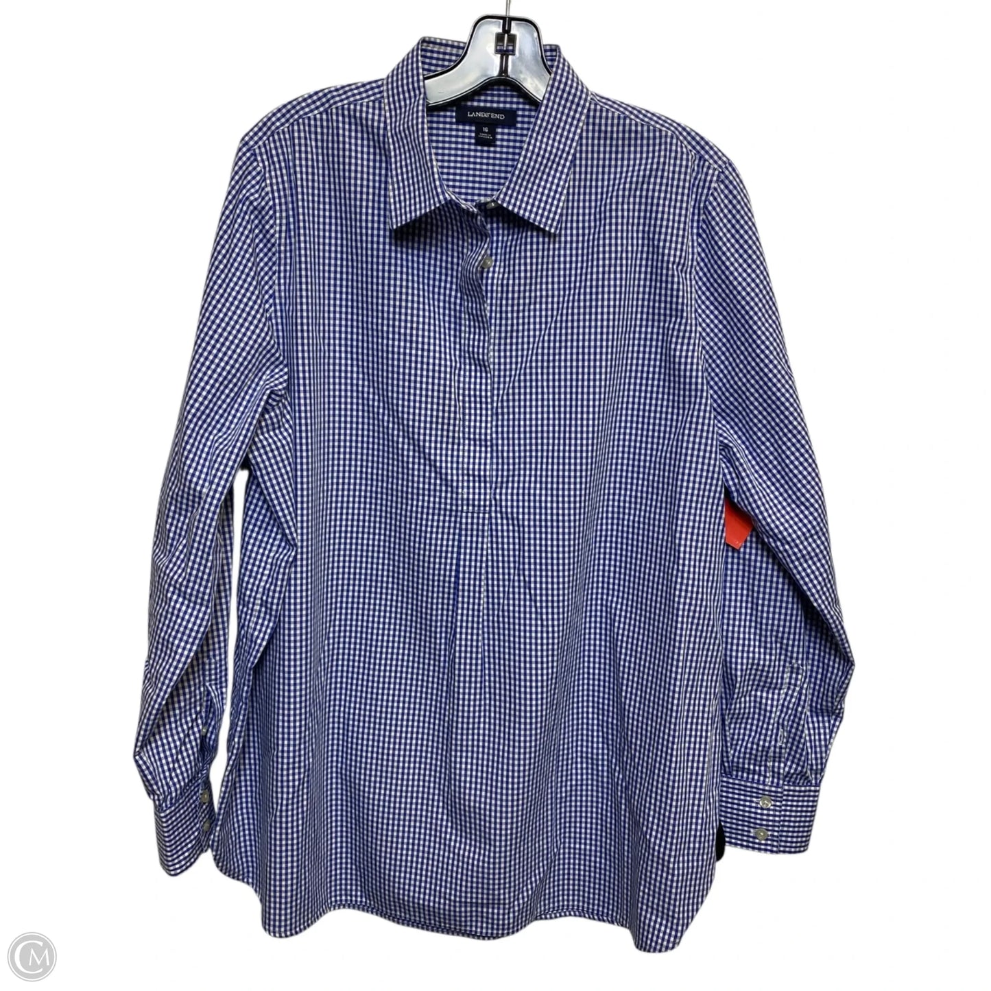 Top Long Sleeve By Lands End In Blue & White, Size: Xl