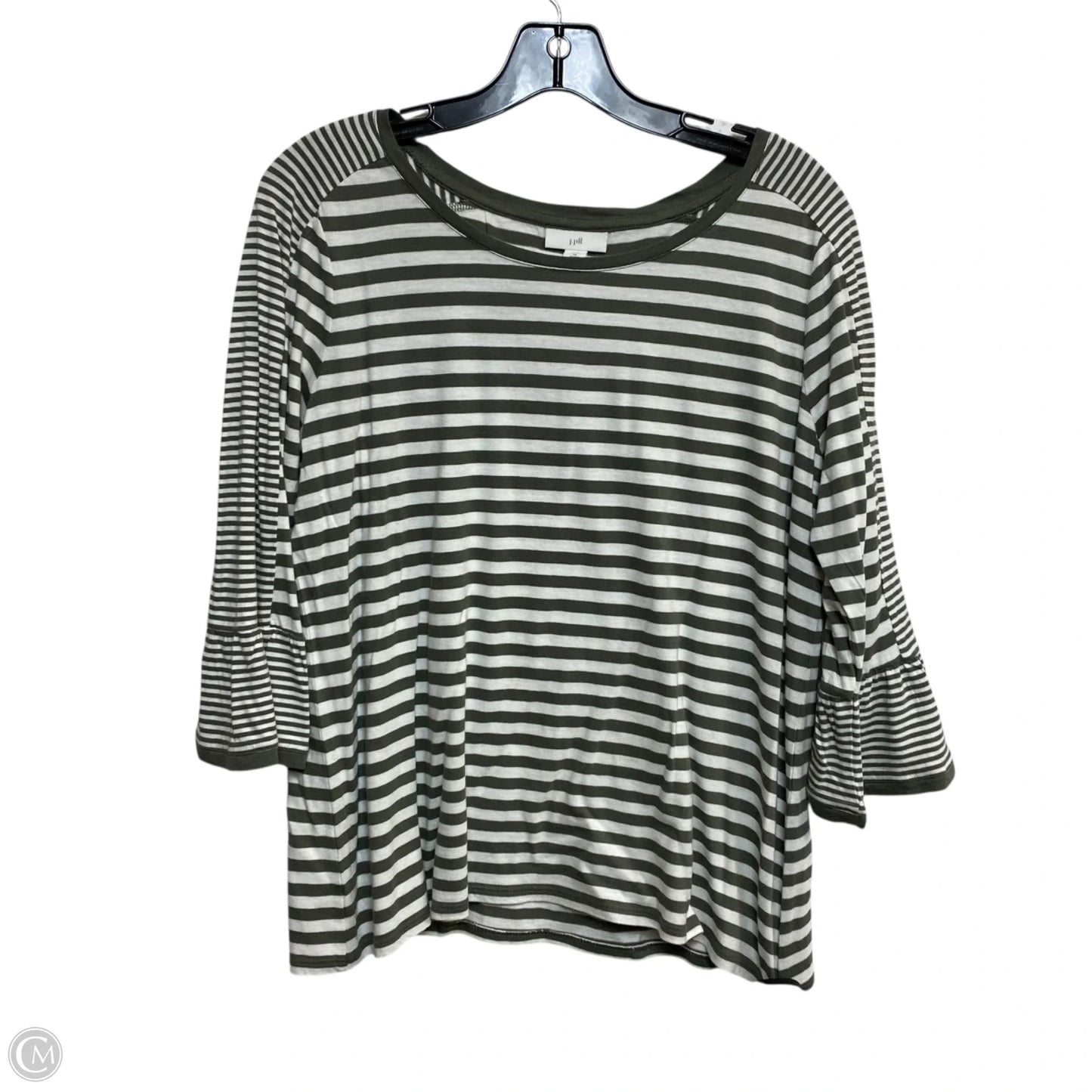 Top Long Sleeve By J. Jill In Green & White, Size: Mp