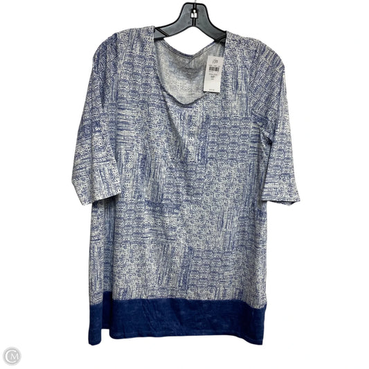 Top 3/4 Sleeve By Pure Jill In Blue & White, Size: Mp