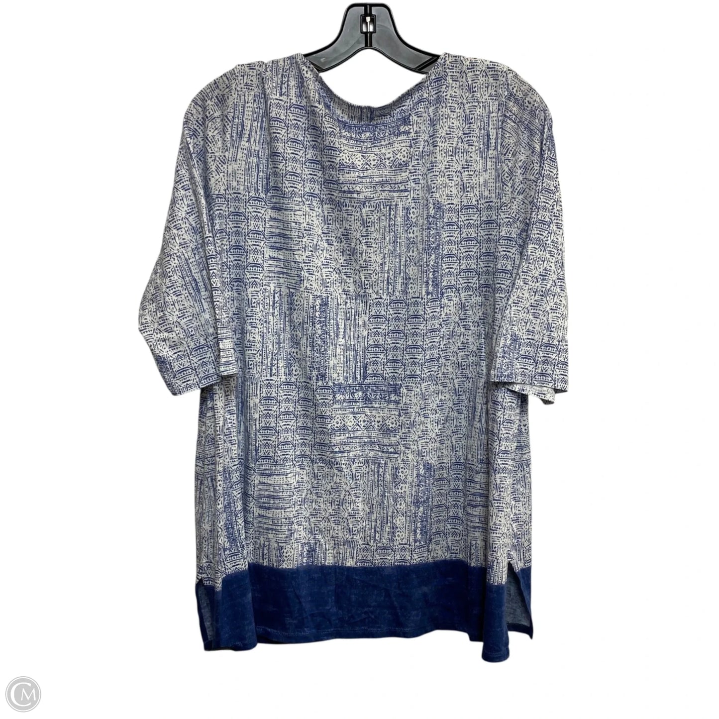 Top 3/4 Sleeve By Pure Jill In Blue & White, Size: Mp
