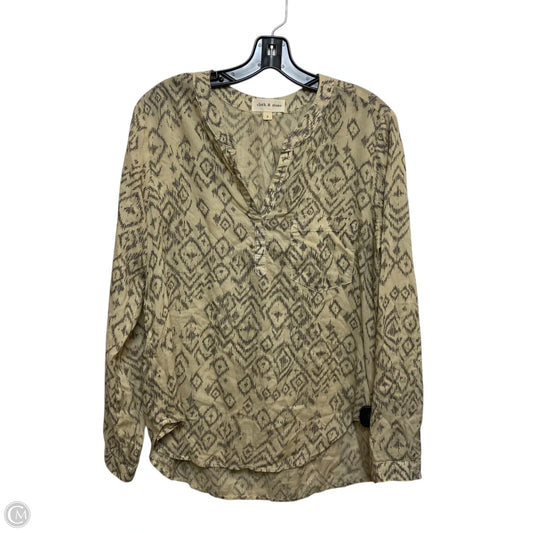 Top Long Sleeve By Cloth & Stone In Black & Cream, Size: S