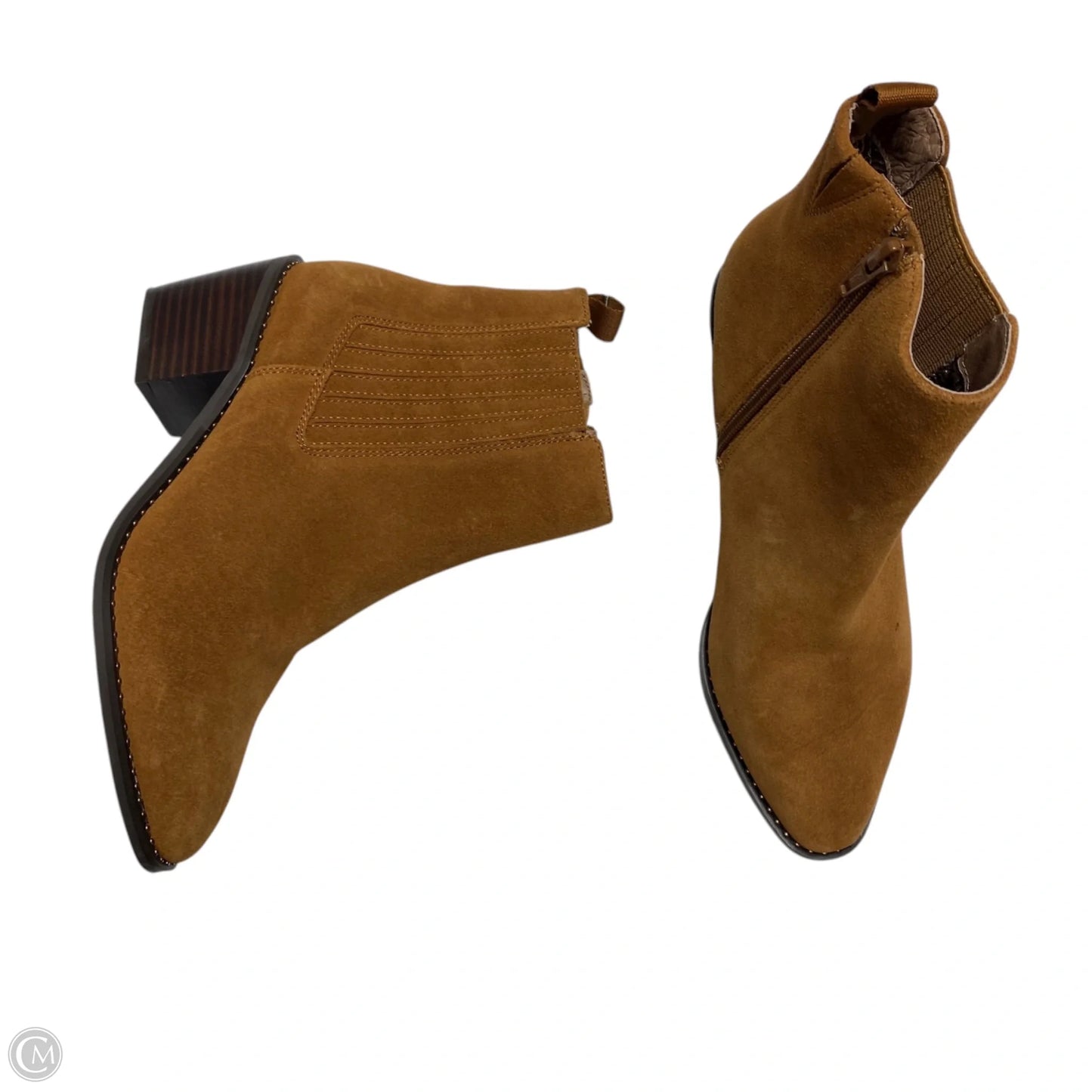 Boots Ankle Heels By Deltan In Tan, Size: 7