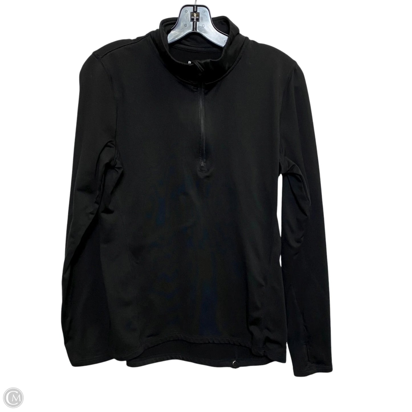 Athletic Top Long Sleeve Collar By Reebok In Black, Size: M