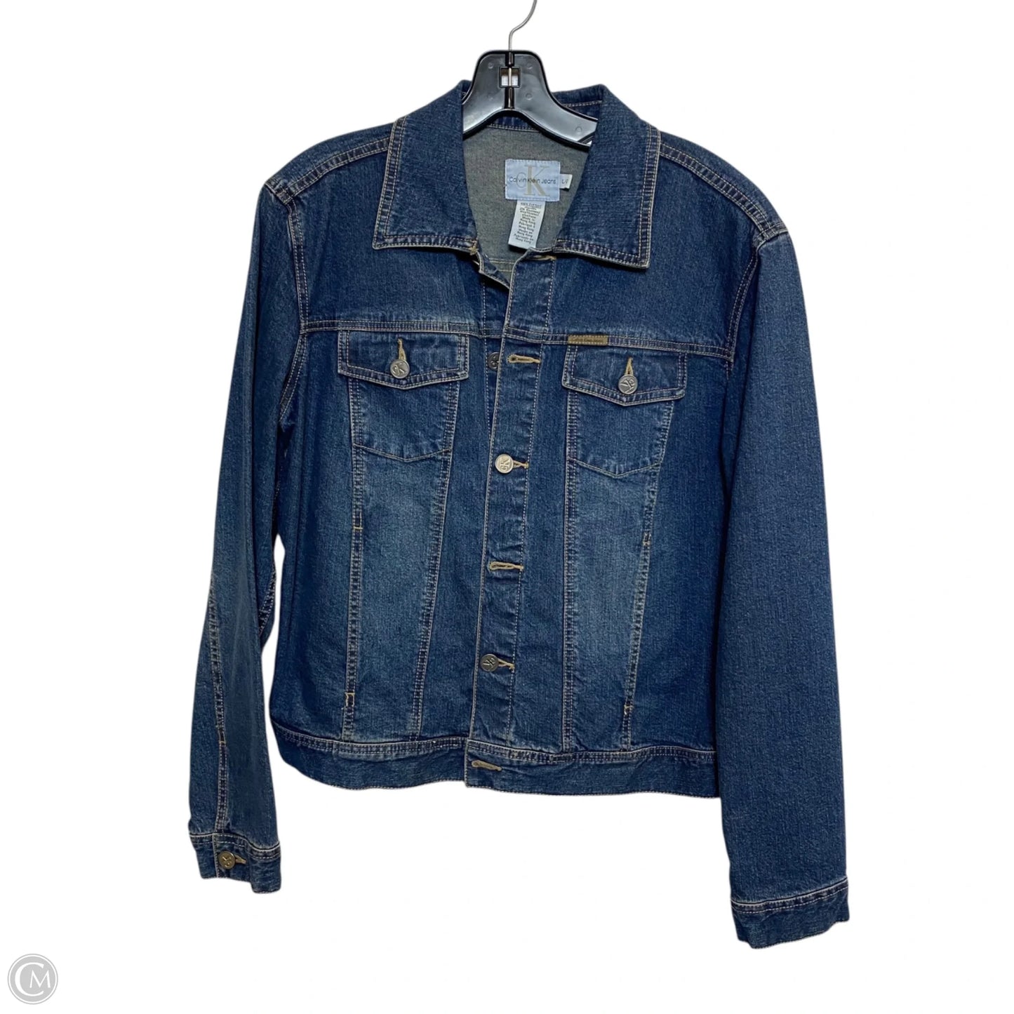 Jacket Denim By Calvin Klein In Blue Denim, Size: L
