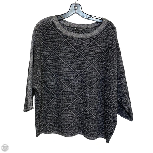 Top 3/4 Sleeve By In Studio In Black & Silver, Size: 1x