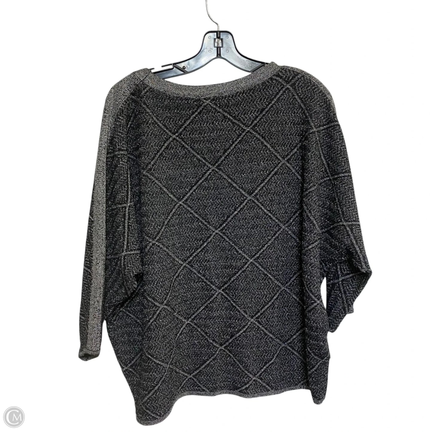 Top 3/4 Sleeve By In Studio In Black & Silver, Size: 1x