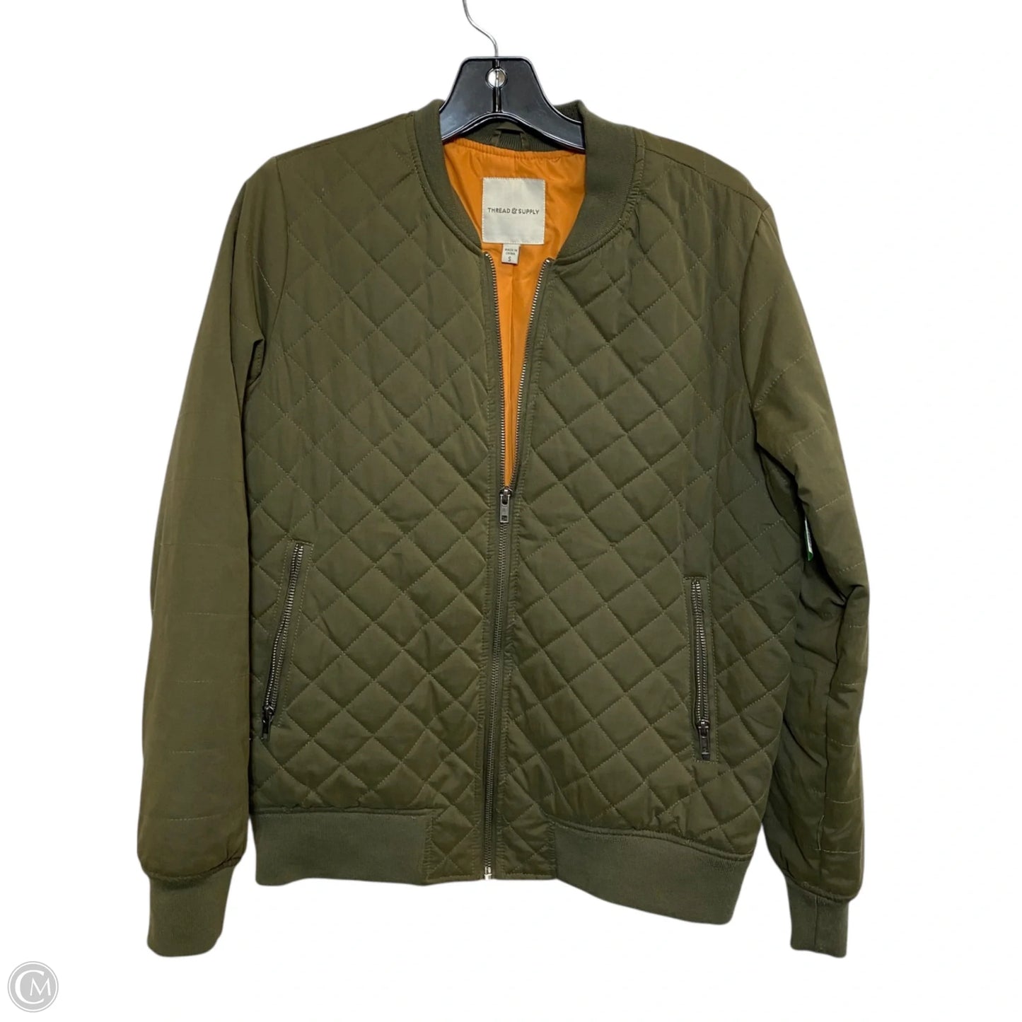 Jacket Puffer & Quilted By Thread And Supply In Green, Size: S