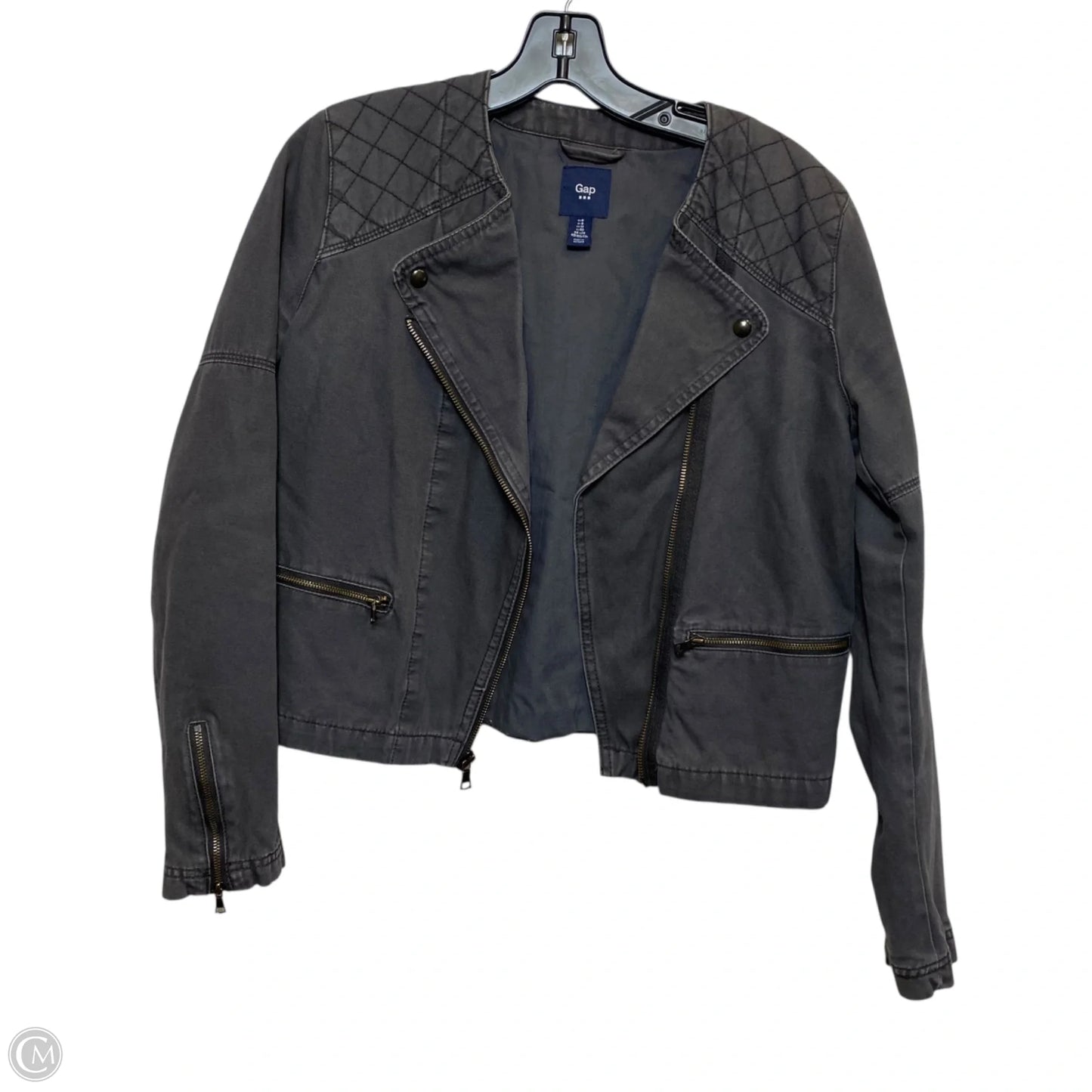 Jacket Moto By Gap In Grey, Size: M