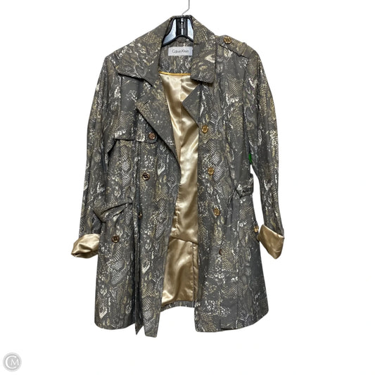 Coat Trench Coat By Calvin Klein In Snakeskin Print, Size: M