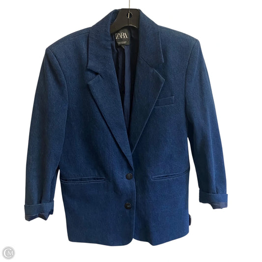 Blazer By Zara In Blue Denim, Size: Xs