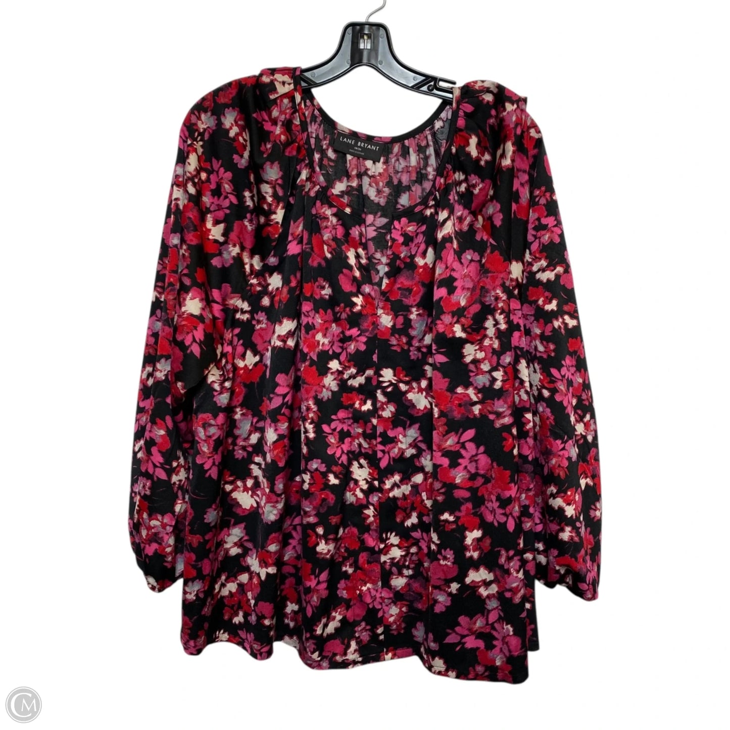 Top Long Sleeve By Lane Bryant In Black & Pink, Size: 1x