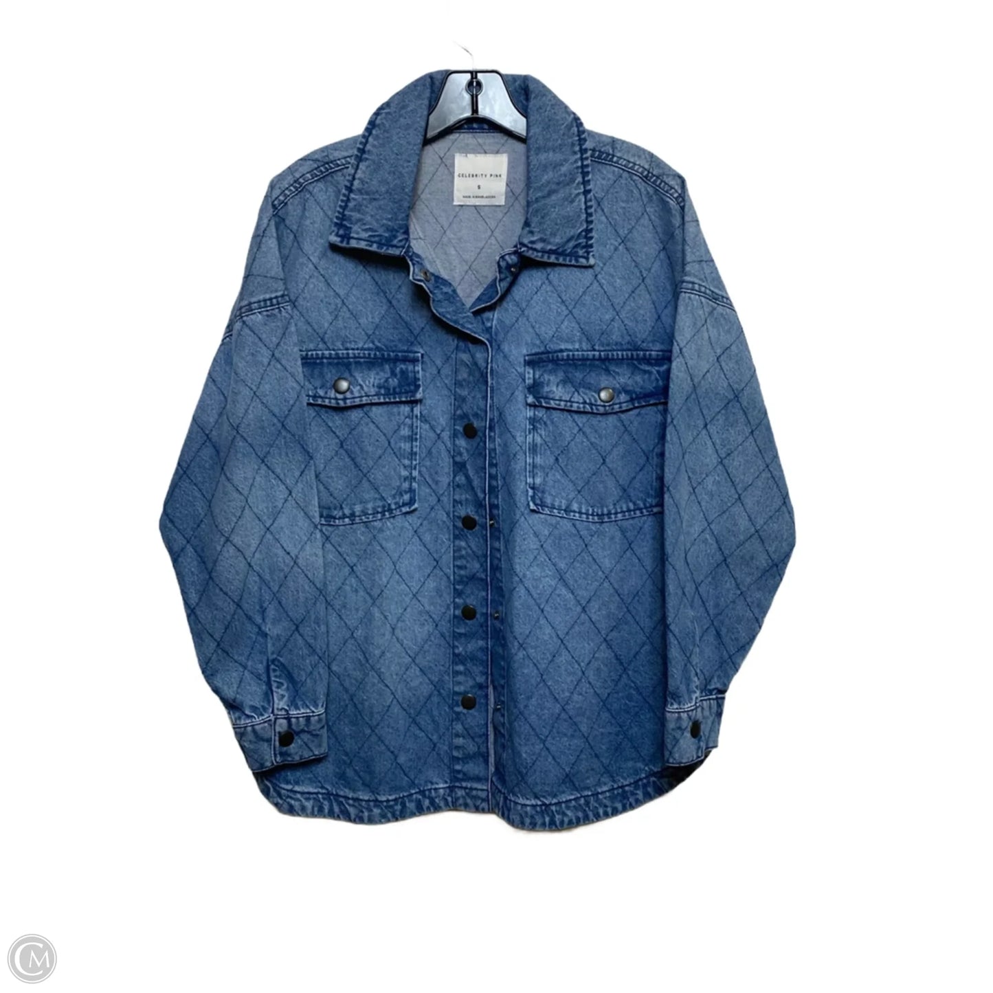 Jacket Shirt By Celebrity Pink In Blue Denim, Size: S