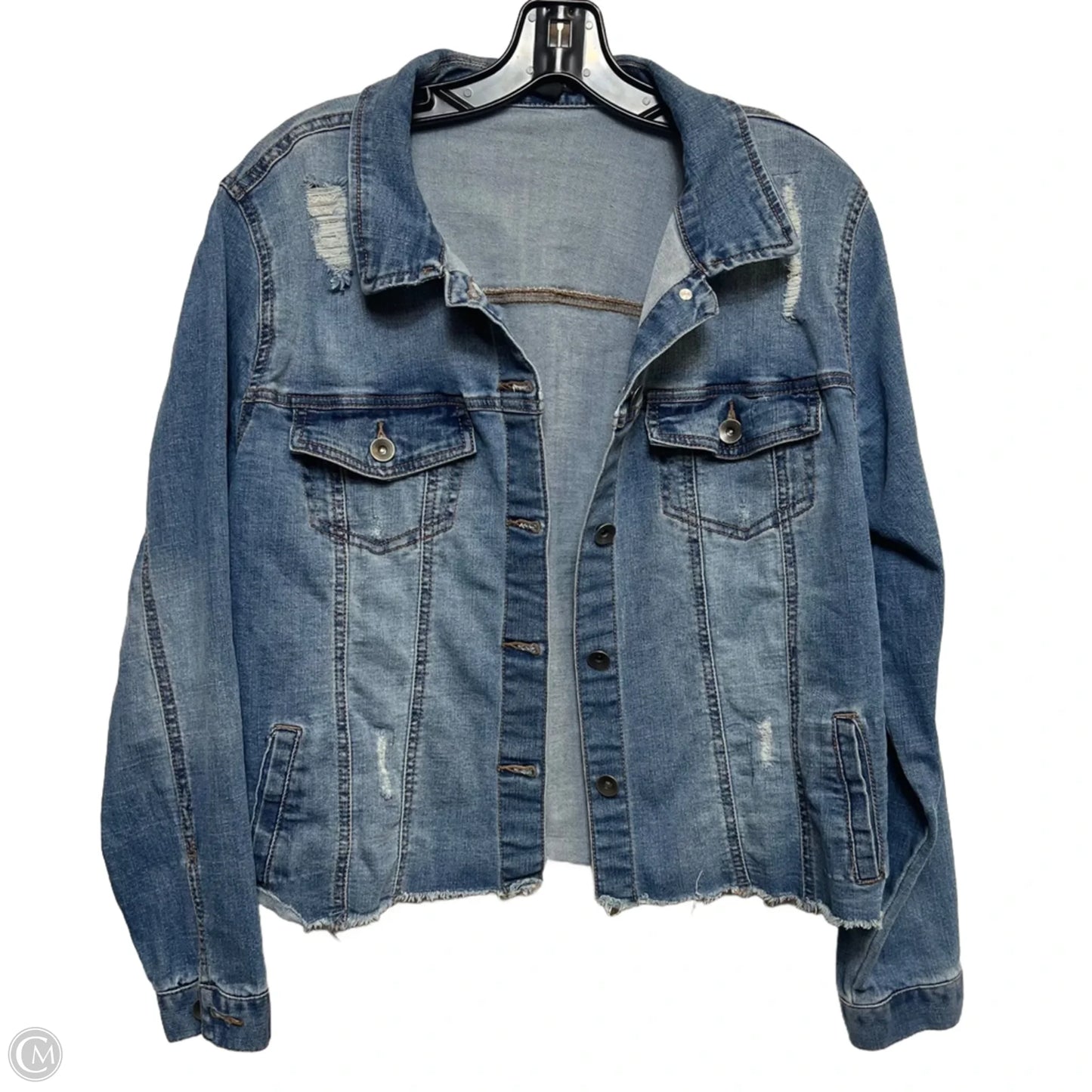 Jacket Denim By Versona In Silver, Size: S