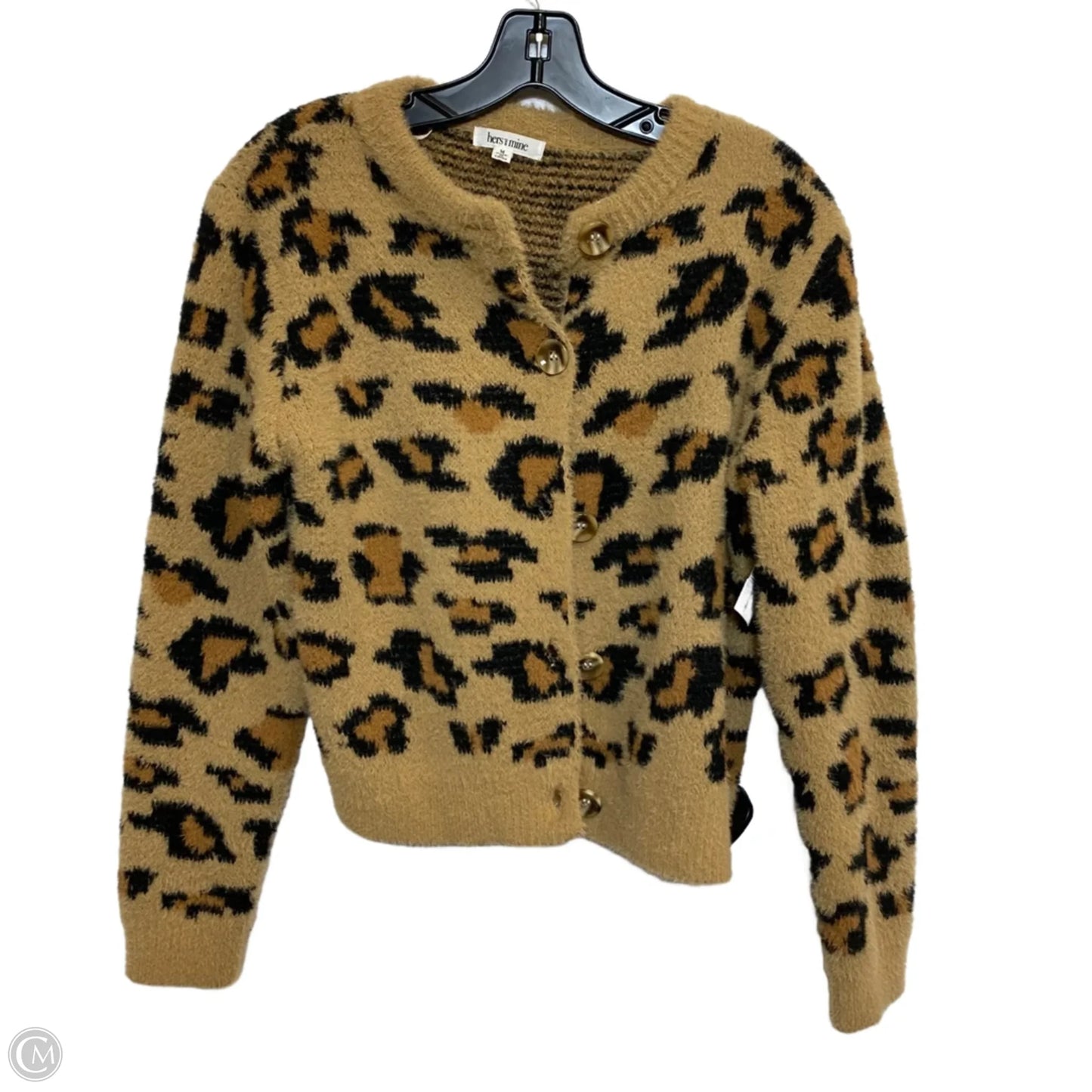 Sweater Cardigan By Hers and Mine In Animal Print, Size: M