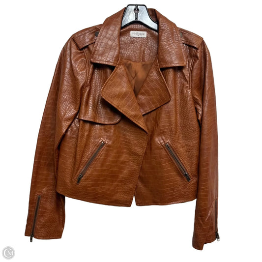 Jacket Shirt By Bibi In Brown & Cream, Size: M