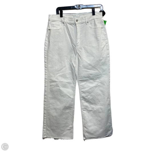 Jeans Cropped By Loft In White Denim, Size: 12