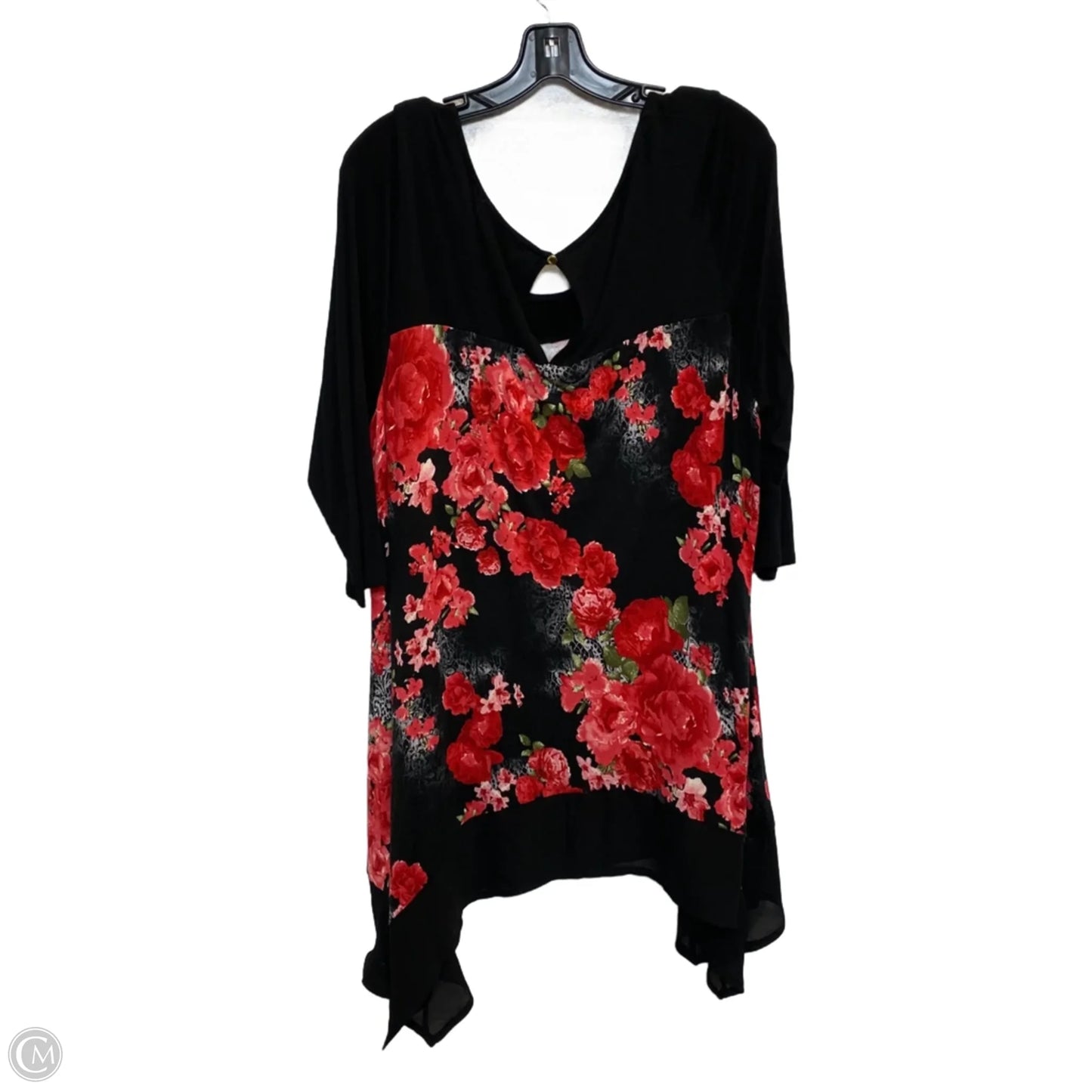 Top 3/4 Sleeve By Kate & Mallory In Black & Red, Size: 1x