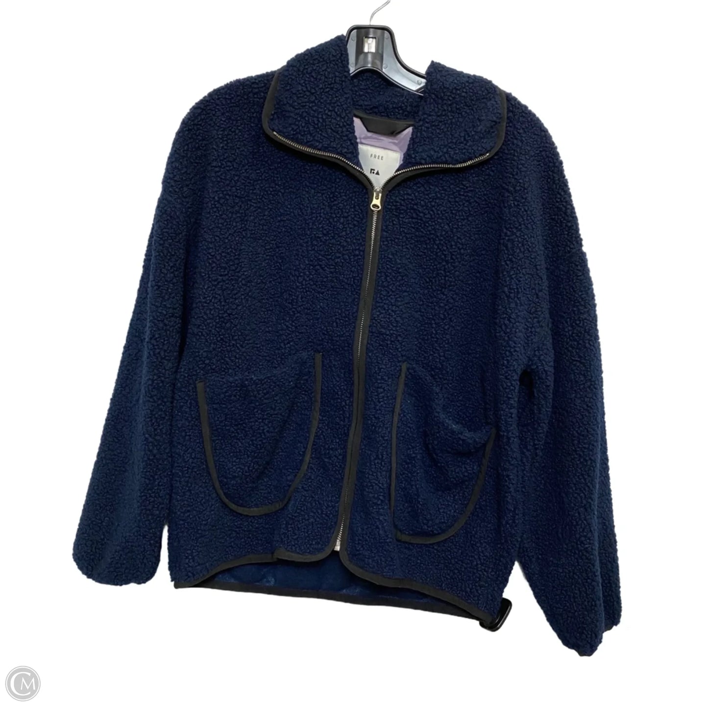 Jacket Faux Fur & Sherpa By Free Assembly In Blue, Size: M
