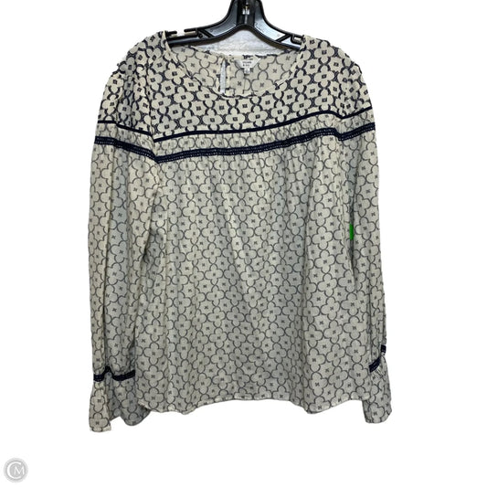 Top Long Sleeve By Crown And Ivy In Blue & White, Size: Xl